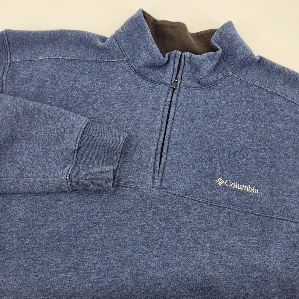 Columbia Mens XXL Blue Heathered 1/4 Zip Fleece Pullover Sweatshirt Gorpcore